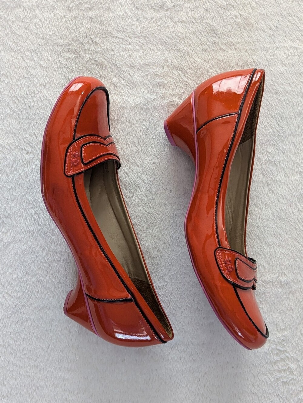 Cristofoli Red Pink Black Heeled Loafers - Size 9